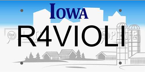 R4VIOLI Iowa License Plate