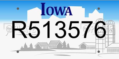 R513576 Iowa License Plate