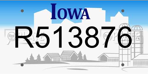 R513876 Iowa License Plate