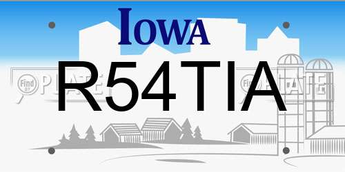 R54TIA Iowa License Plate