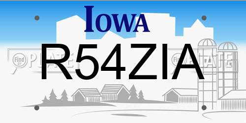 R54ZIA Iowa License Plate
