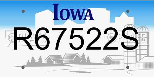 R67522S Iowa License Plate