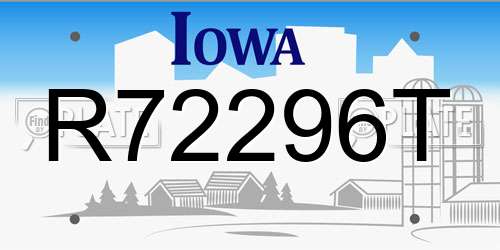 R72296T Iowa License Plate