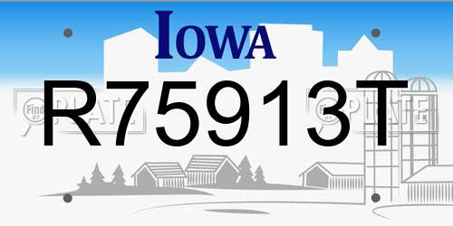 R75913T Iowa License Plate