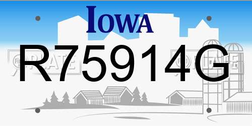 R75914G Iowa License Plate