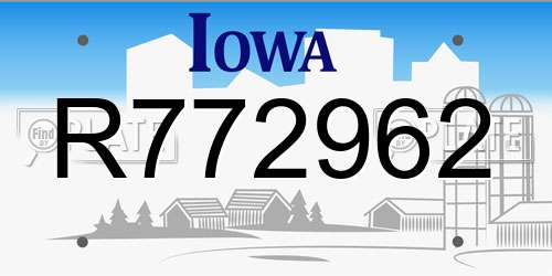 R772962 Iowa License Plate