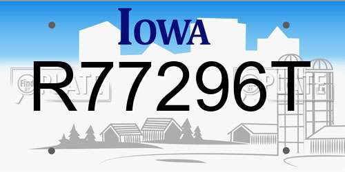 R77296T Iowa License Plate
