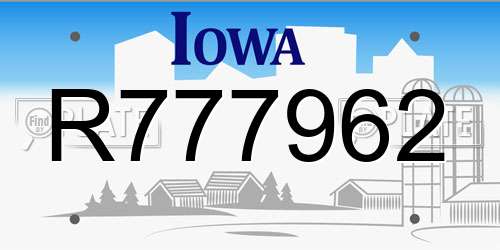 R777962 Iowa License Plate