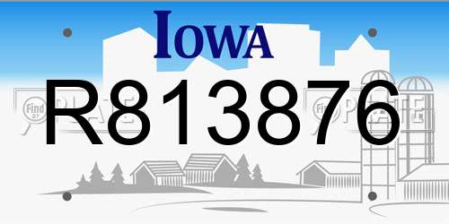 R813876 Iowa License Plate