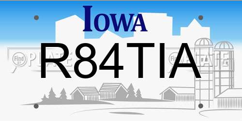 R84TIA Iowa License Plate
