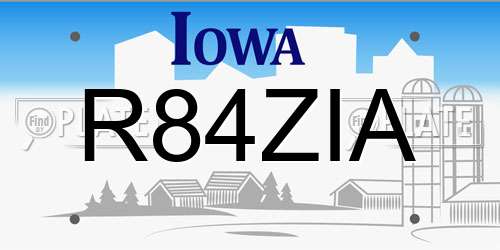 R84ZIA Iowa License Plate