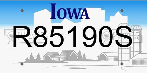 R85190S Iowa License Plate