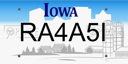 RA4A5I Iowa License Plate