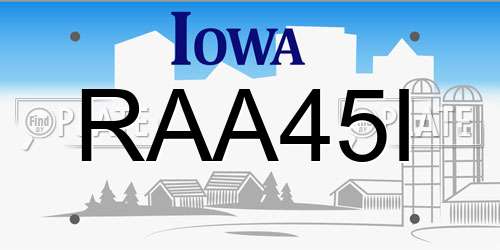 RAA45I Iowa License Plate