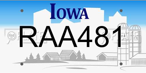 RAA481 Iowa License Plate