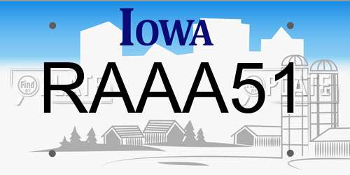 RAAA51 Iowa License Plate