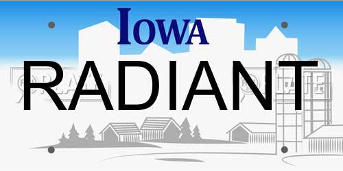 RADIANT Iowa License Plate