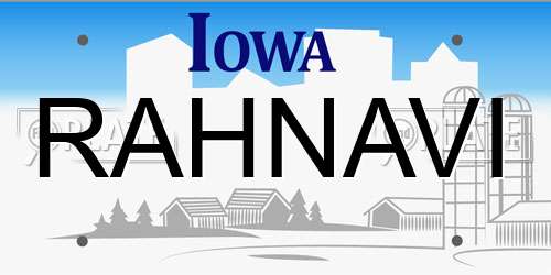 RAHNAVI Iowa License Plate