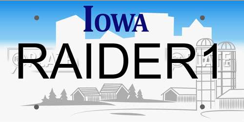 RAIDER1 Iowa License Plate