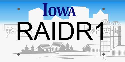 RAIDR1 Iowa License Plate