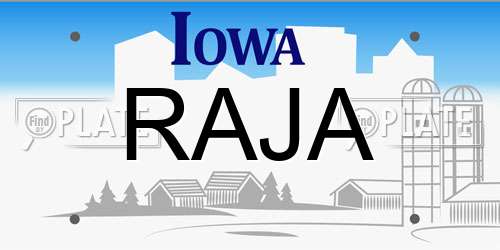 RAJA Iowa License Plate