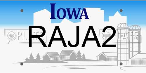 RAJA2 Iowa License Plate