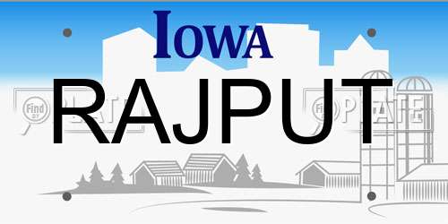 RAJPUT Iowa License Plate