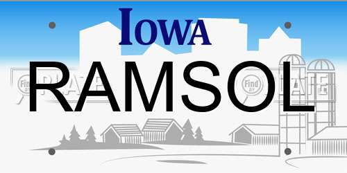 RAMSOL Iowa License Plate