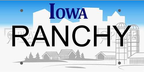 RANCHY Iowa License Plate