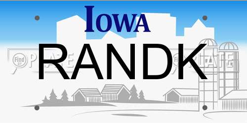 RANDK Iowa License Plate