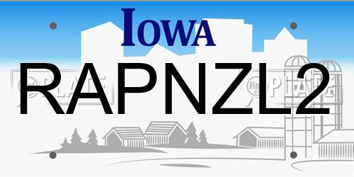 RAPNZL2 Iowa License Plate