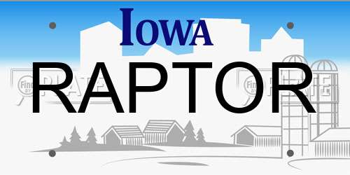 RAPTOR Iowa License Plate
