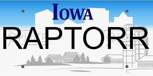 RAPTORR Iowa License Plate