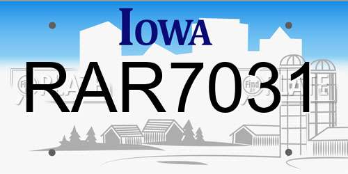 RAR7031 Iowa License Plate