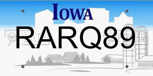 RARQ89 Iowa License Plate