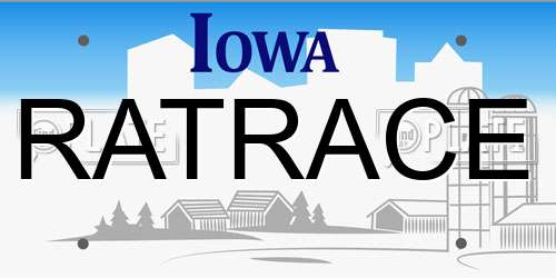 RATRACE Iowa License Plate