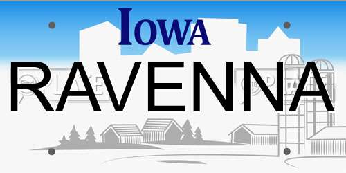 RAVENNA Iowa License Plate