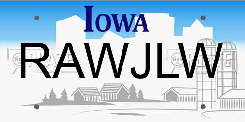 RAWJLW Iowa License Plate