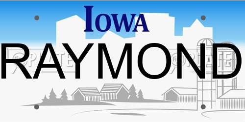 RAYMOND Iowa License Plate