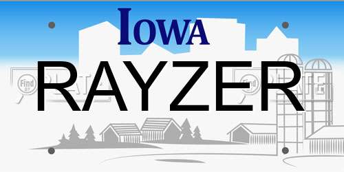 RAYZER Iowa License Plate