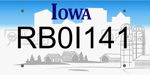 RB0I141 Iowa License Plate
