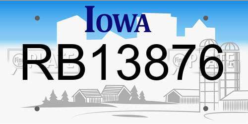 RB13876 Iowa License Plate