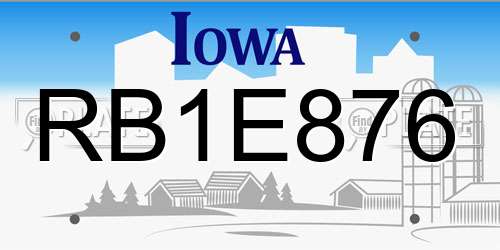 RB1E876 Iowa License Plate