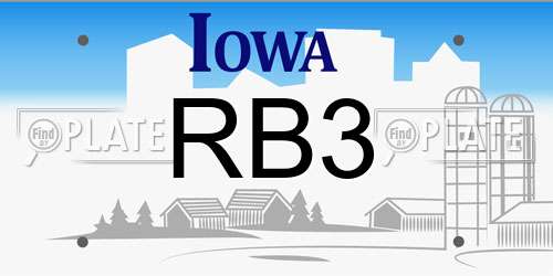 RB3 Iowa License Plate