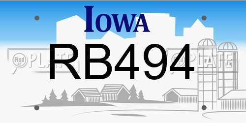 RB494 Iowa License Plate