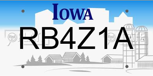 RB4Z1A Iowa License Plate