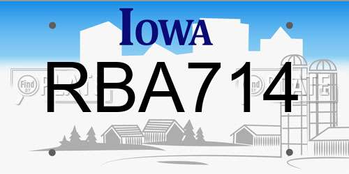 RBA714 Iowa License Plate