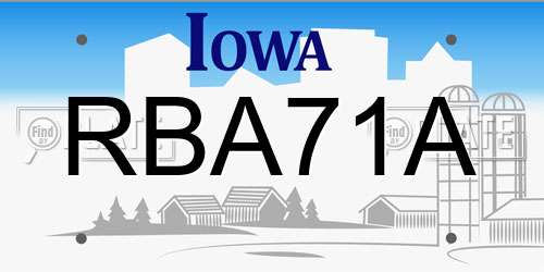RBA71A Iowa License Plate