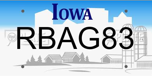 RBAG83 Iowa License Plate
