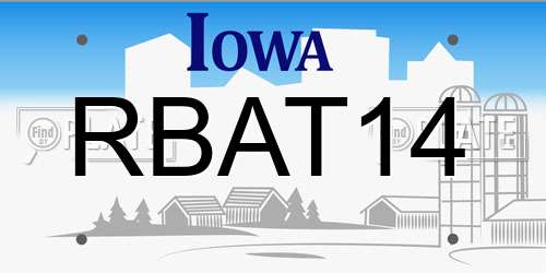 RBAT14 Iowa License Plate